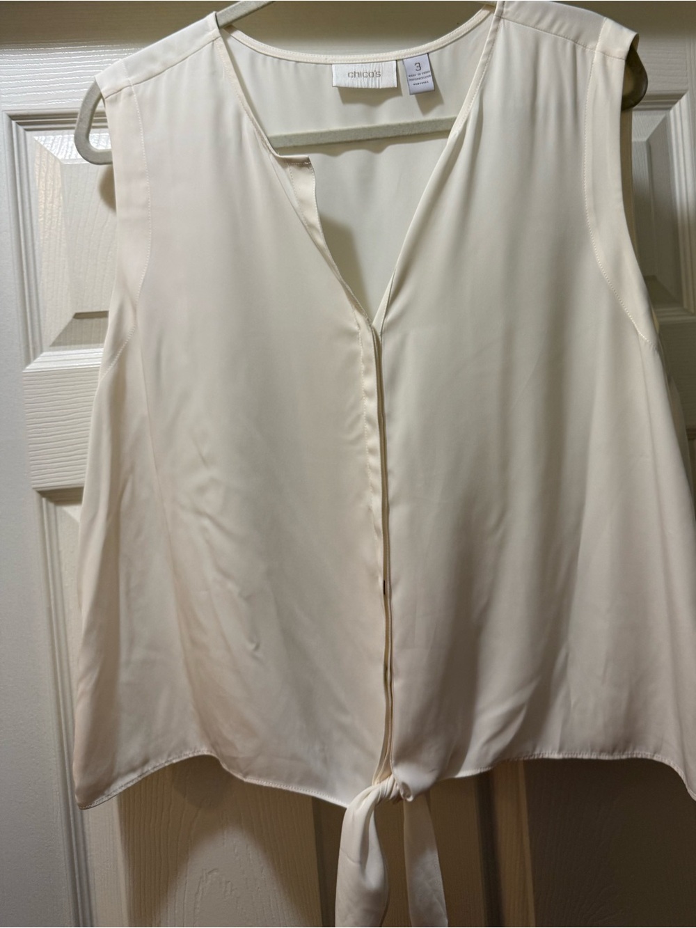 Chico's Cream Sleeveless V-Neck Tie-Front Camisole XL
